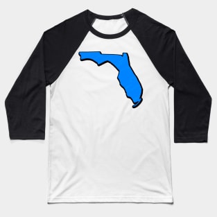 Bright Blue Florida Outline Baseball T-Shirt